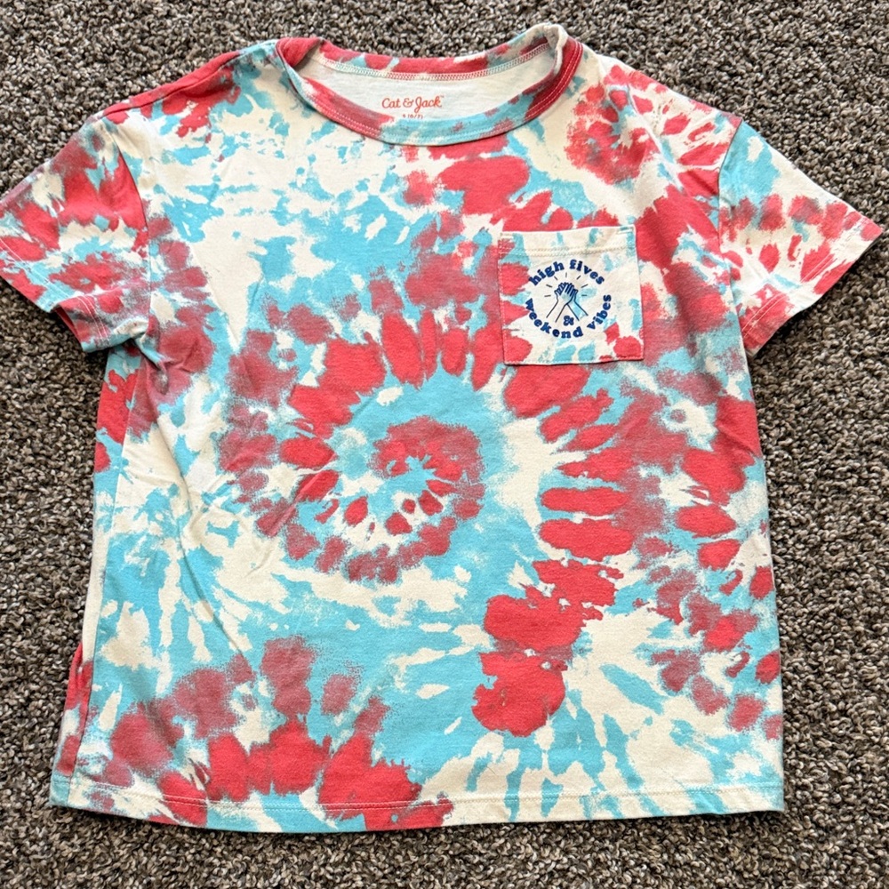 Cat & Jack Kids Tie-Dye Shirt - Red and Blue
